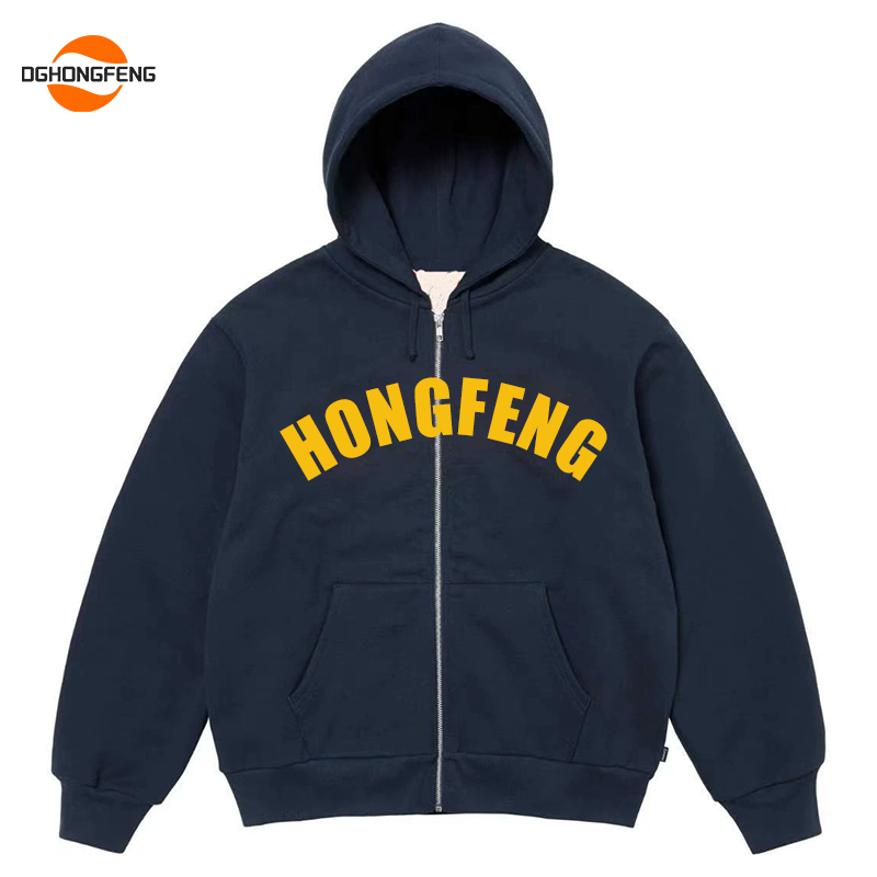 Clothing manufacturers—custom factory making zip up hoodie.